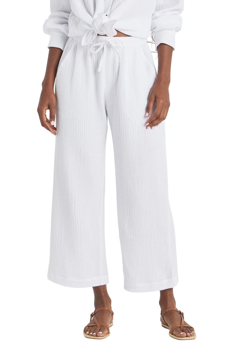 Adele Cotton Gauze Drawstring Pants, Main, color, WHITE