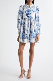 ALICE + OLIVIA Junia Embroidered Collar Long Sleeve Minidress