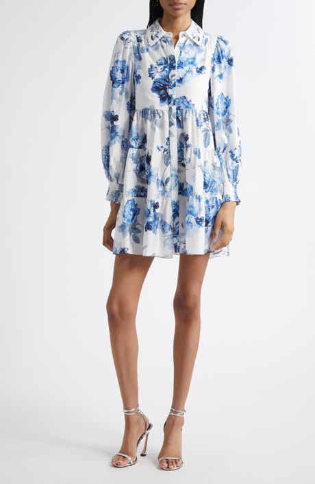 Alice + Olivia Junia Embroidered Collar Long Sleeve Minidress