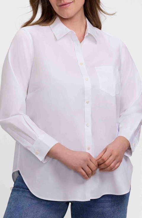 Boyfriend Non-Iron Cotton Blouse (Plus Size)