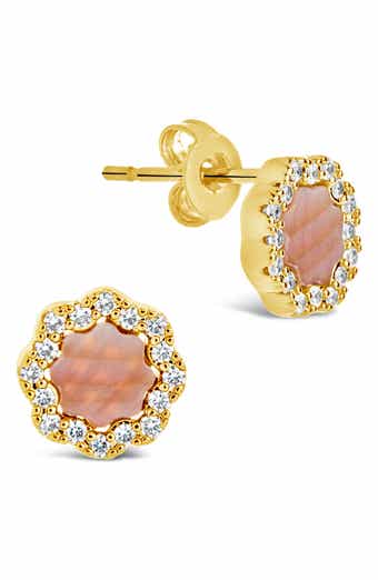 Cubic Zirconia Rose Petal Stud Earrings