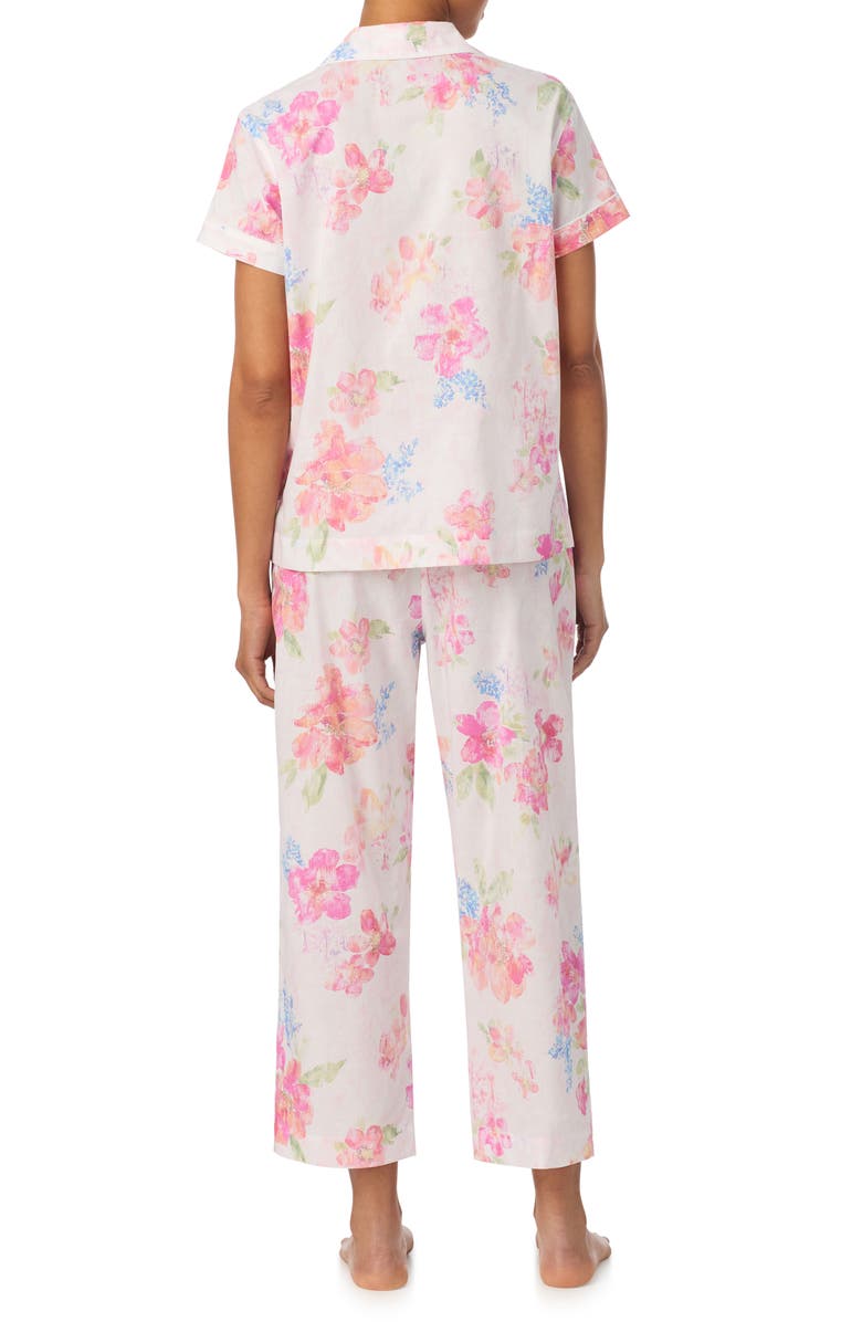 Lauren Ralph Lauren Cotton Blend Crop Pajamas, Alternate, color, Pink Floral