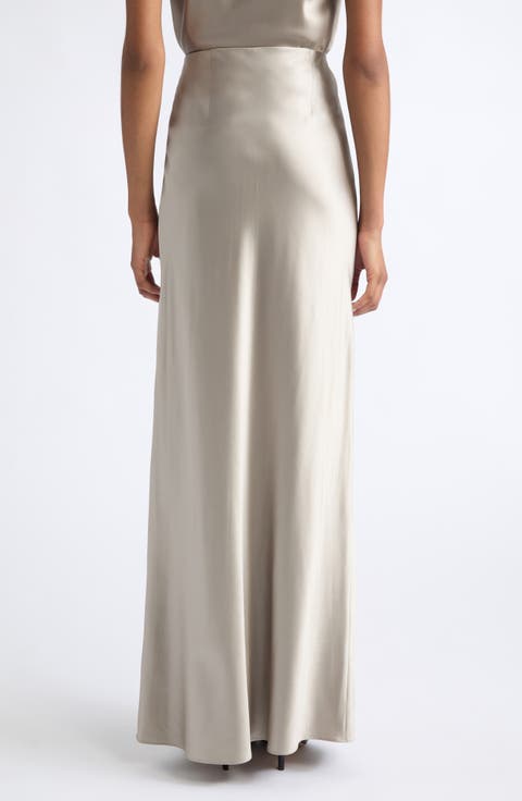 Medina Silk Blend Satin Maxi Skirt