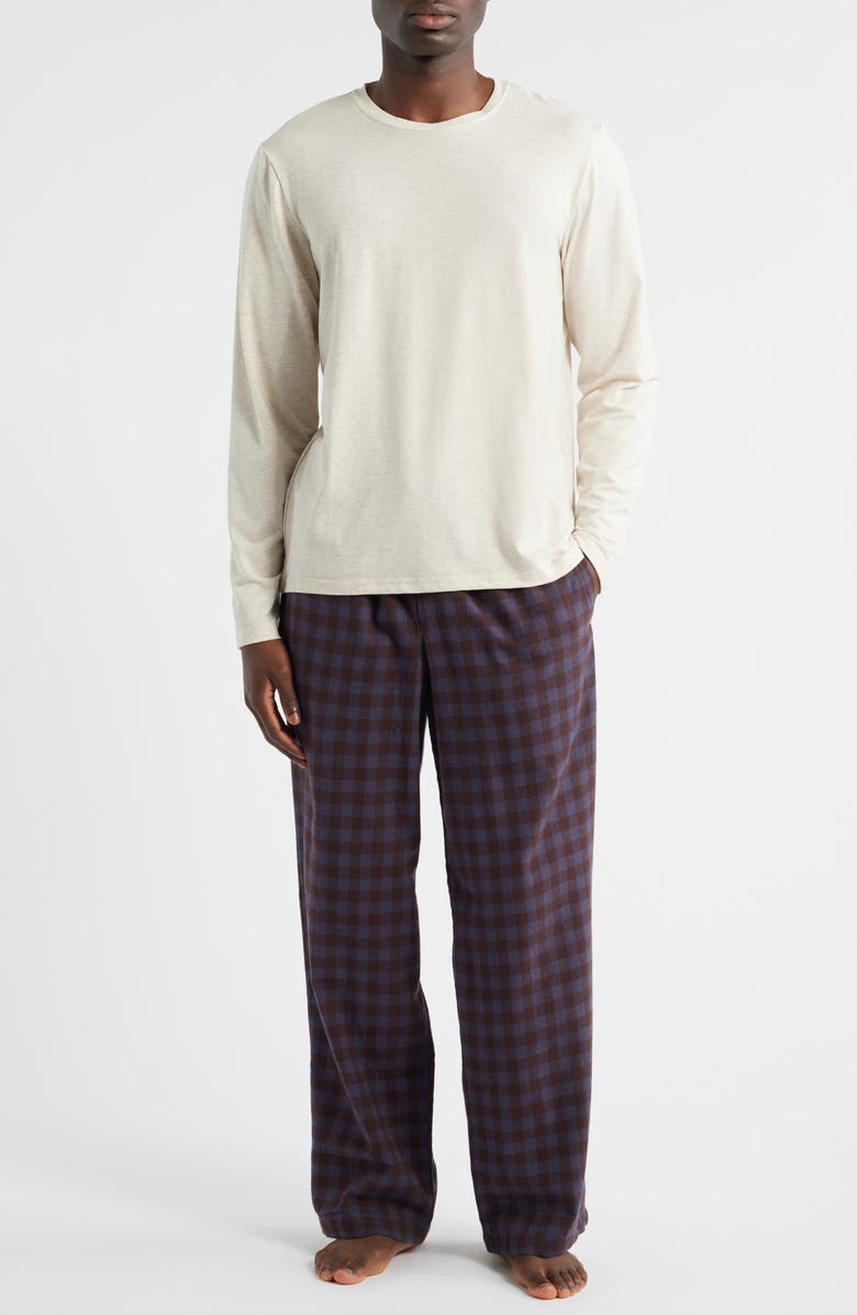 Nordstrom Flannel Pajamas, Main, color, Oatmeal/ Grey Jasper Plaid