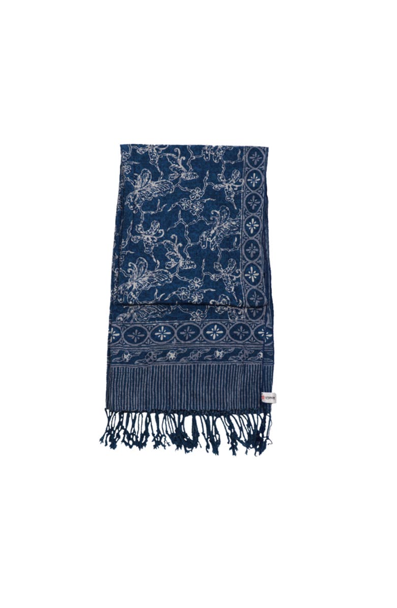 Kasih Co-op Handmade Batik Scarf, Alternate, color, Blue White
