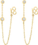 EFFY Diamond Station Chain Threader Earrings in 14K Yellow Gold