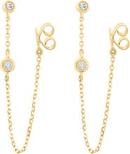 EFFY Diamond Station Chain Threader Earrings in 14K Yellow Gold