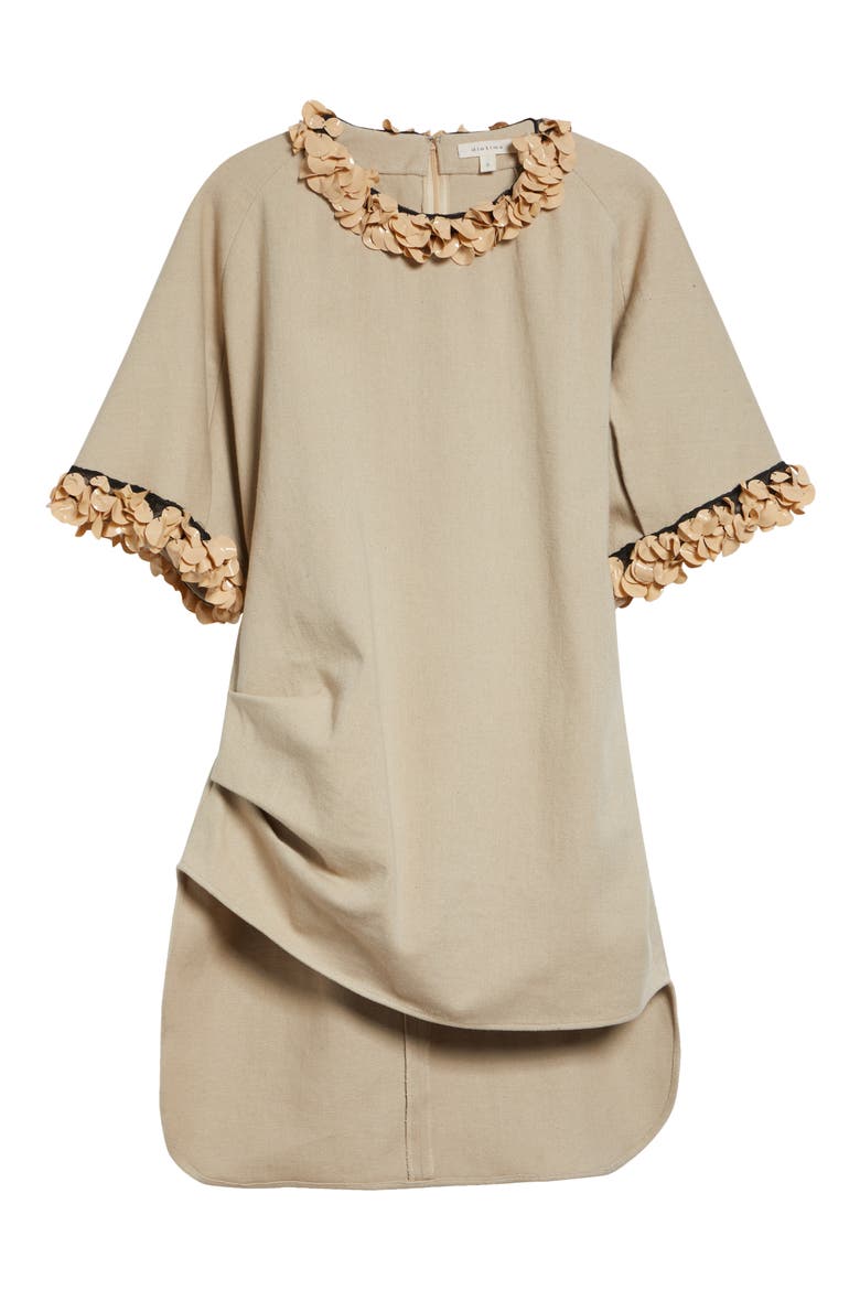 Burro Paillette Trim Cotton Top, Alternate, color, KHAKI