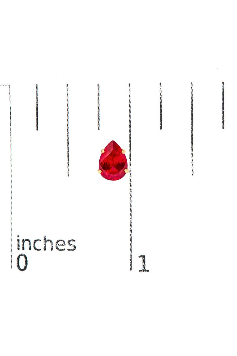 18K Yellow Gold 5X7 MM Created Pear Ruby Solitaire Stud Earrings, Alternate, color, Yellow Gold