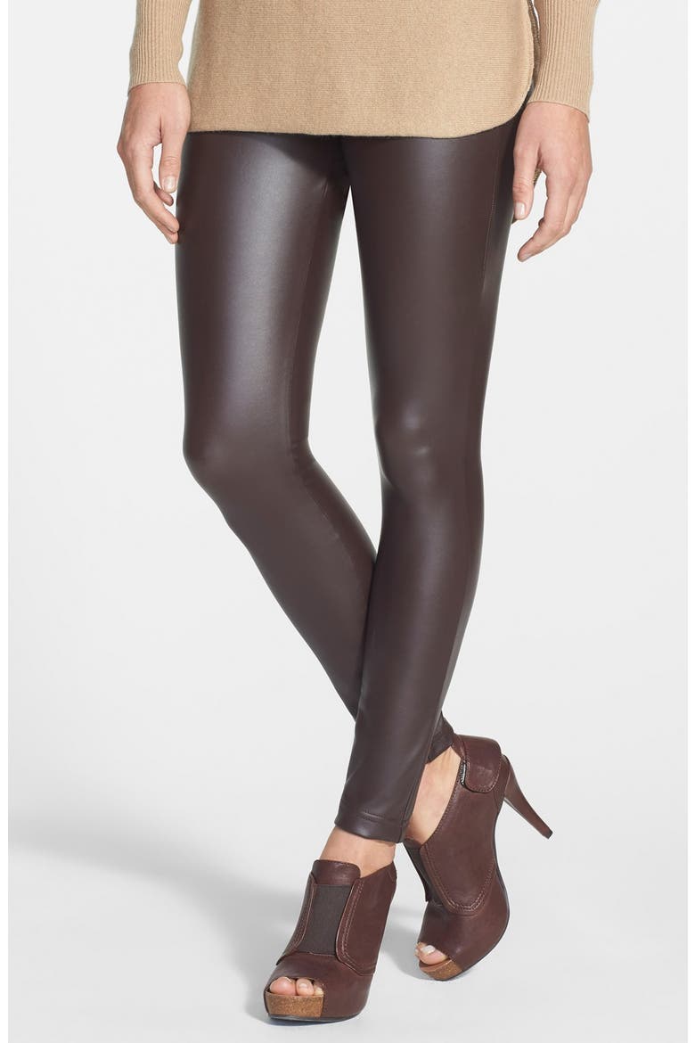 'Leatherette' Leggings, Main, color, ESPRESSO