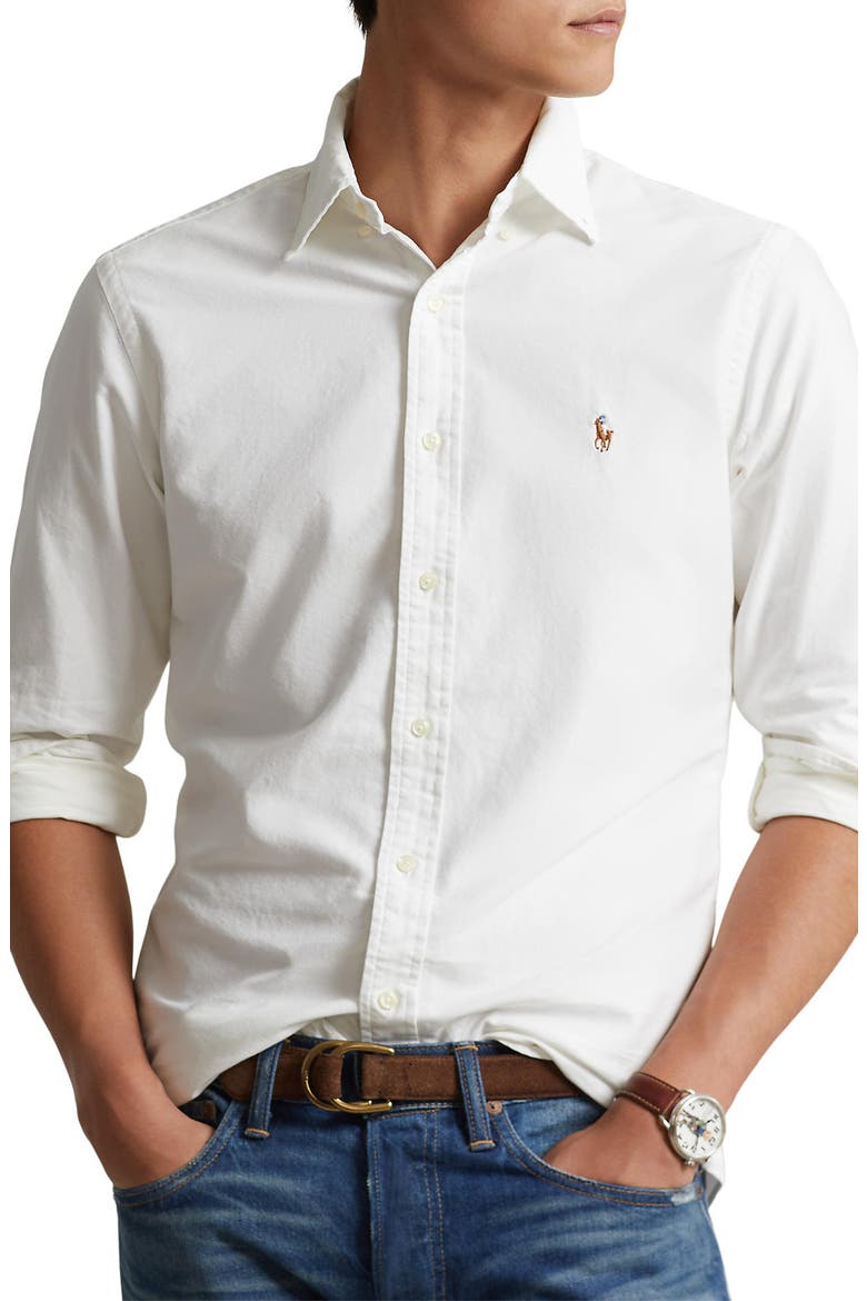 Classic Oxford Button-Down Sport Shirt, Main, color, WHITE