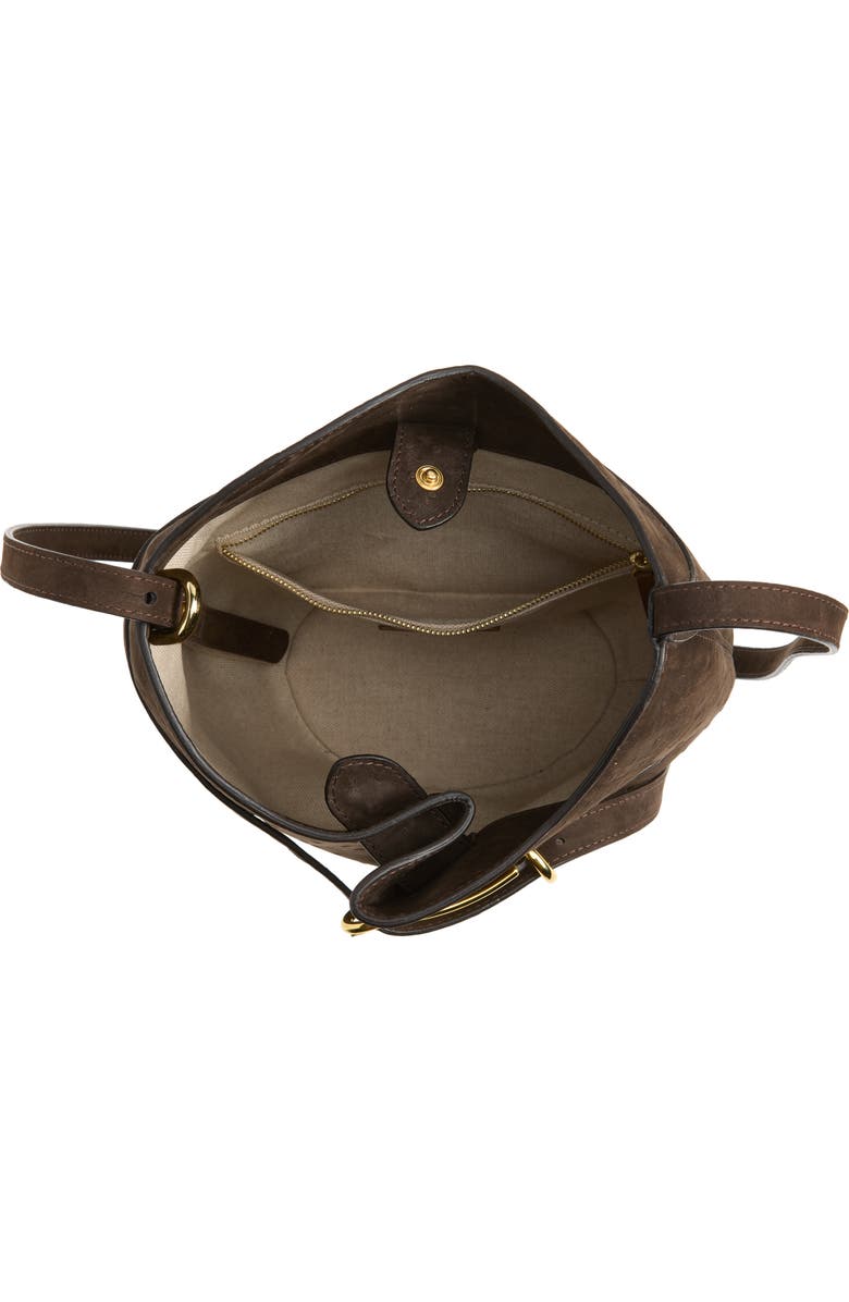 LIFFNER Belted Suede Bucket Bag, Alternate, color, Dark Brown