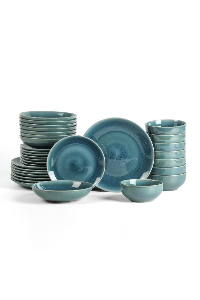 Riley 32-Piece Dinnerware Set Stoneware, Service for 8, Main, color, Blue