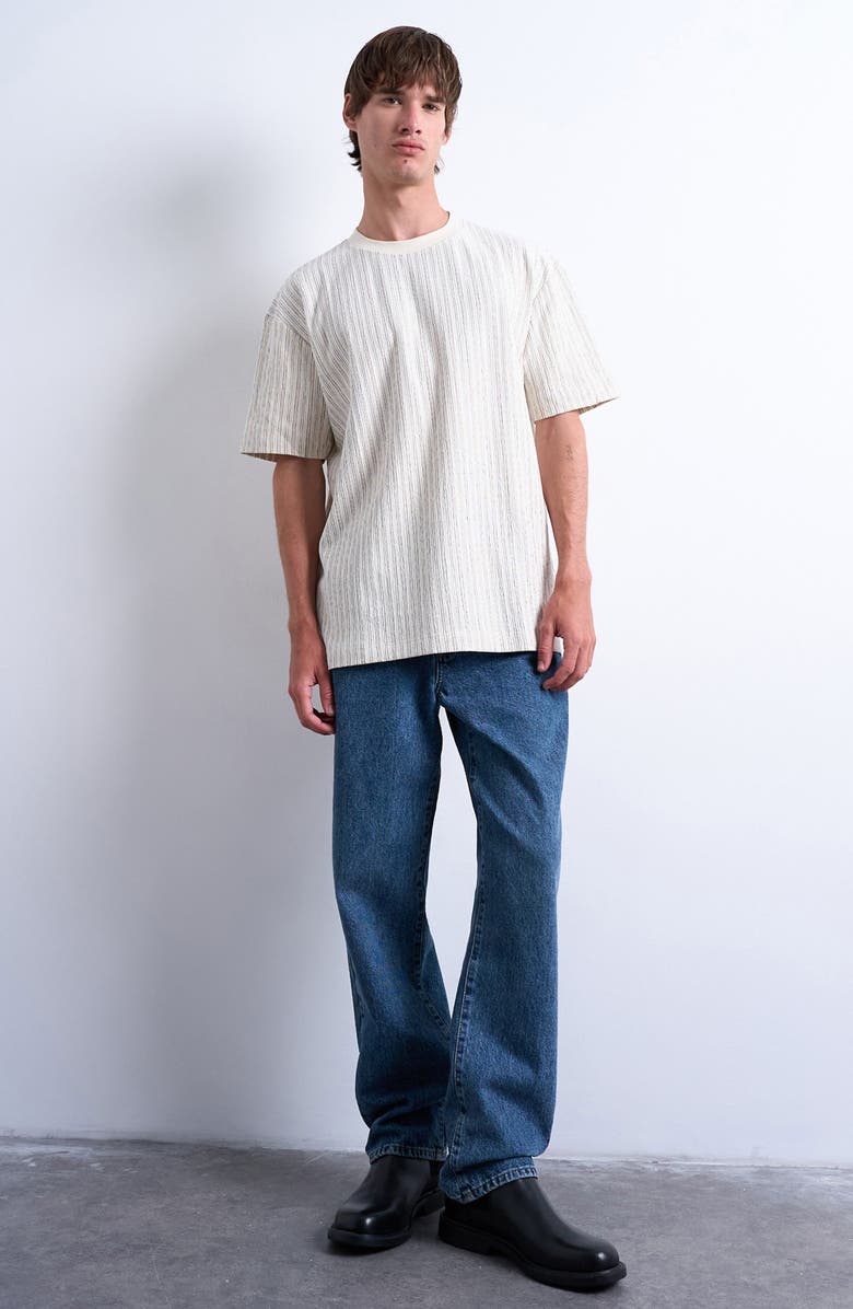 Topman Stripe Oversize Cotton Blend T-Shirt, Alternate, color, Ecru