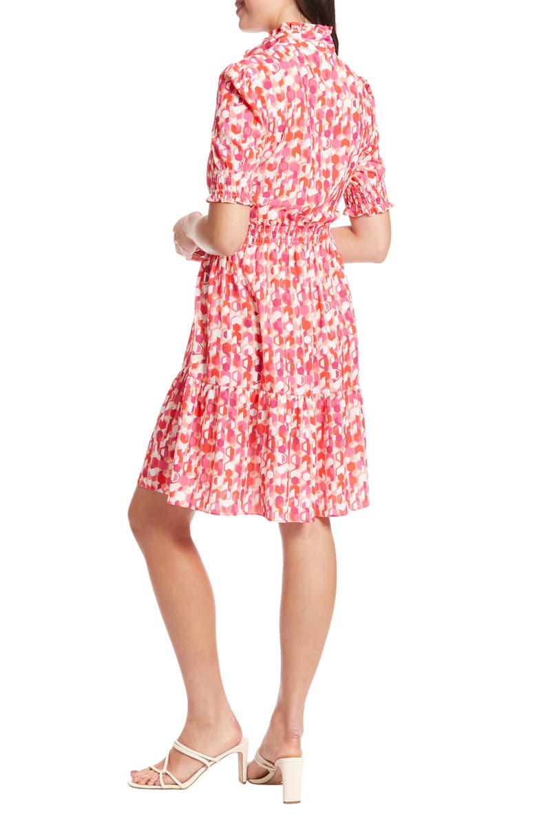 London Times Print Ruffle Puff Sleeve Dress, Alternate, color, Pink Multi