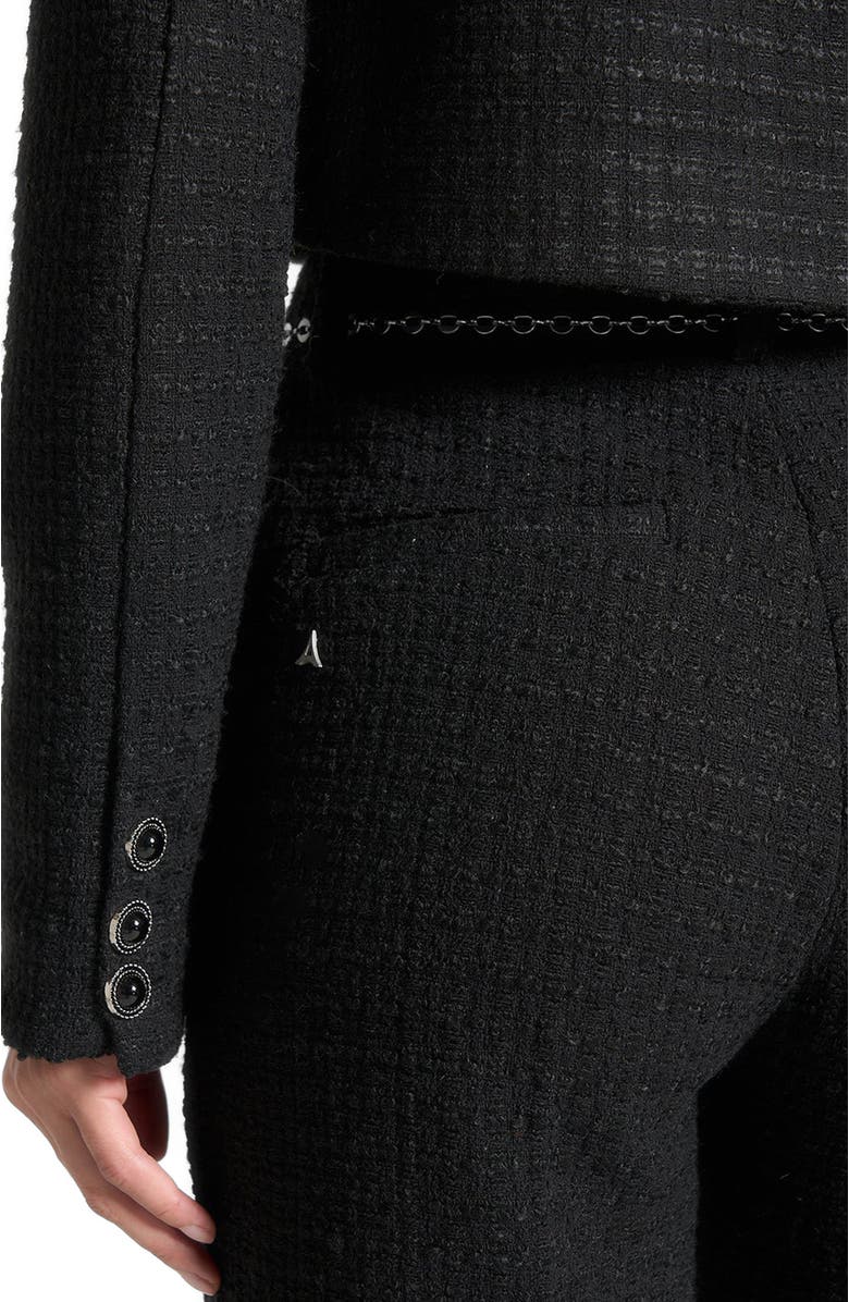 Manière De Voir Celine Cropped Tweed Jacket with Pearls, Alternate, color, Black