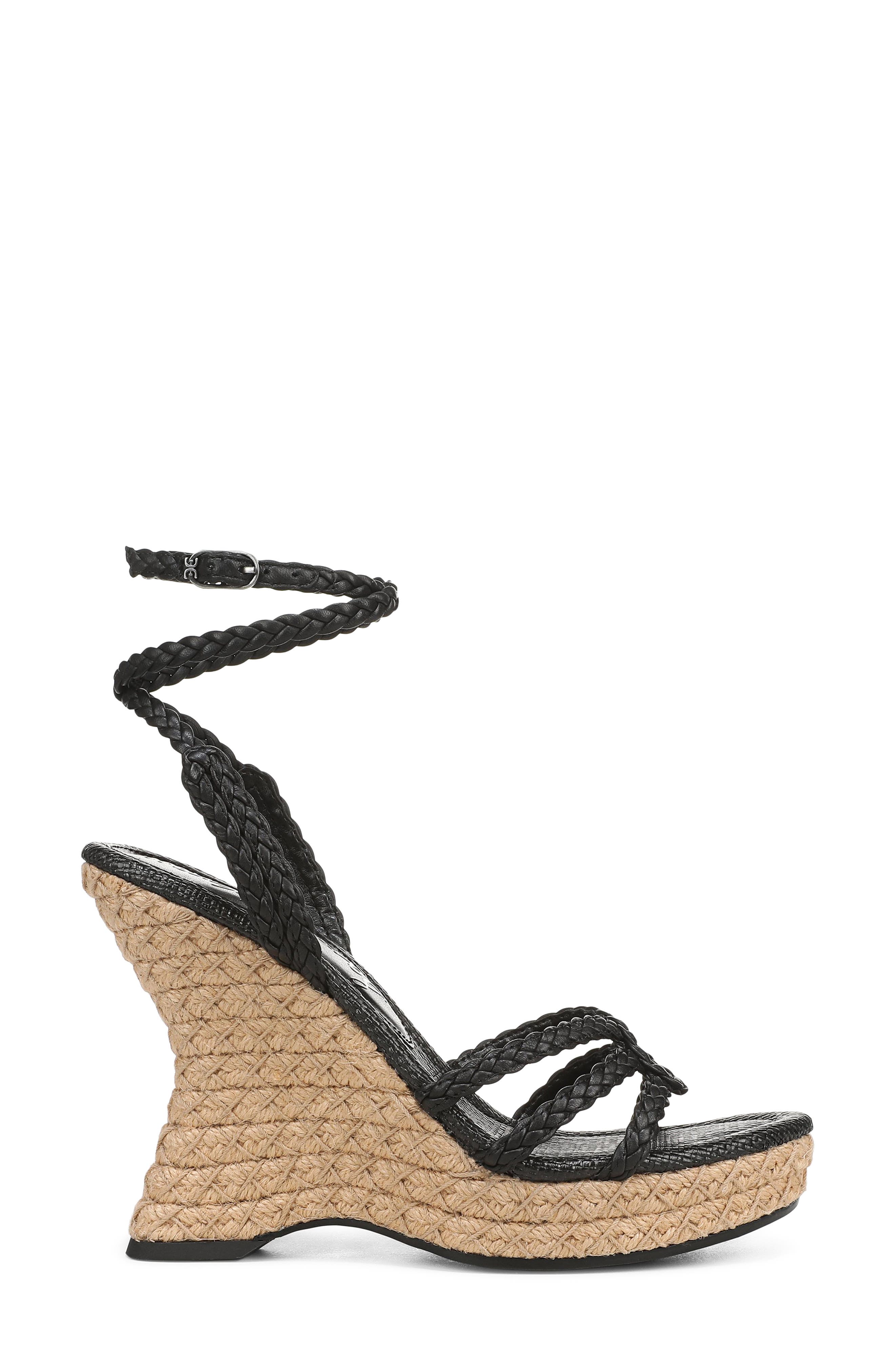 Sam Edelman Mindie Espadrille Ankle Strap Platform Wedge Sandal, Alternate, color, Black