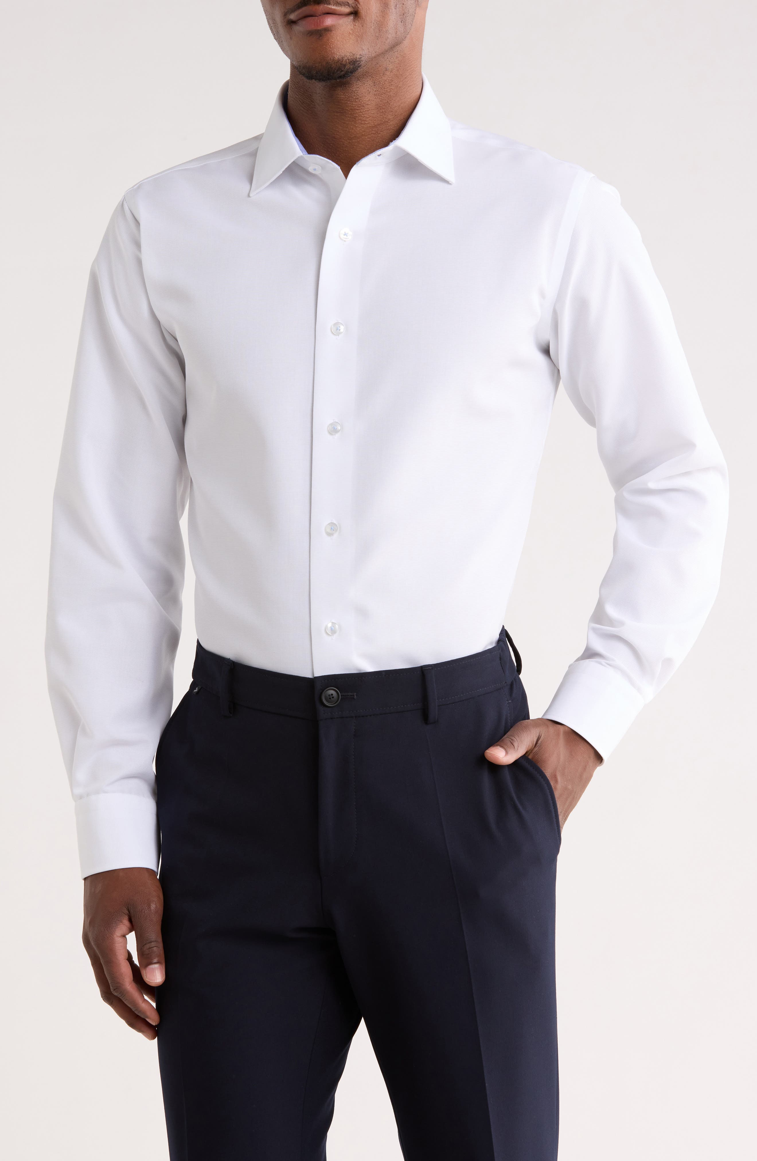 Lorenzo Uomo Trim Fit Textured Cotton Dress Shirt