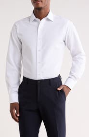 Lorenzo Uomo Trim Fit Textured Cotton Dress Shirt