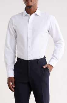Trim Fit Textured Cotton Dress Shirt