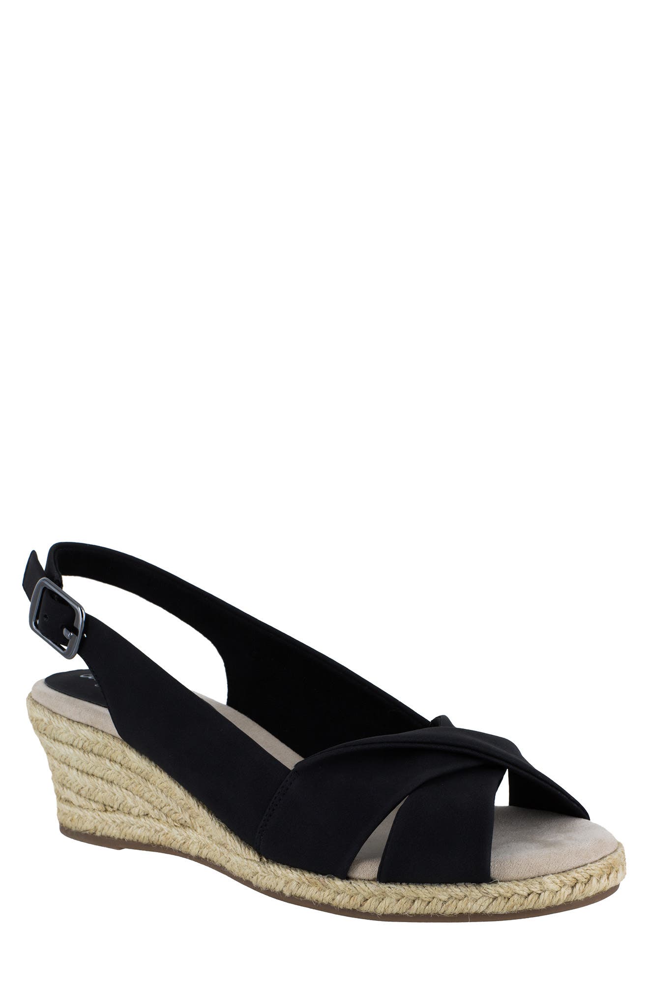 EASY STREET Maureen Wedge Sandal, Main, color, Black