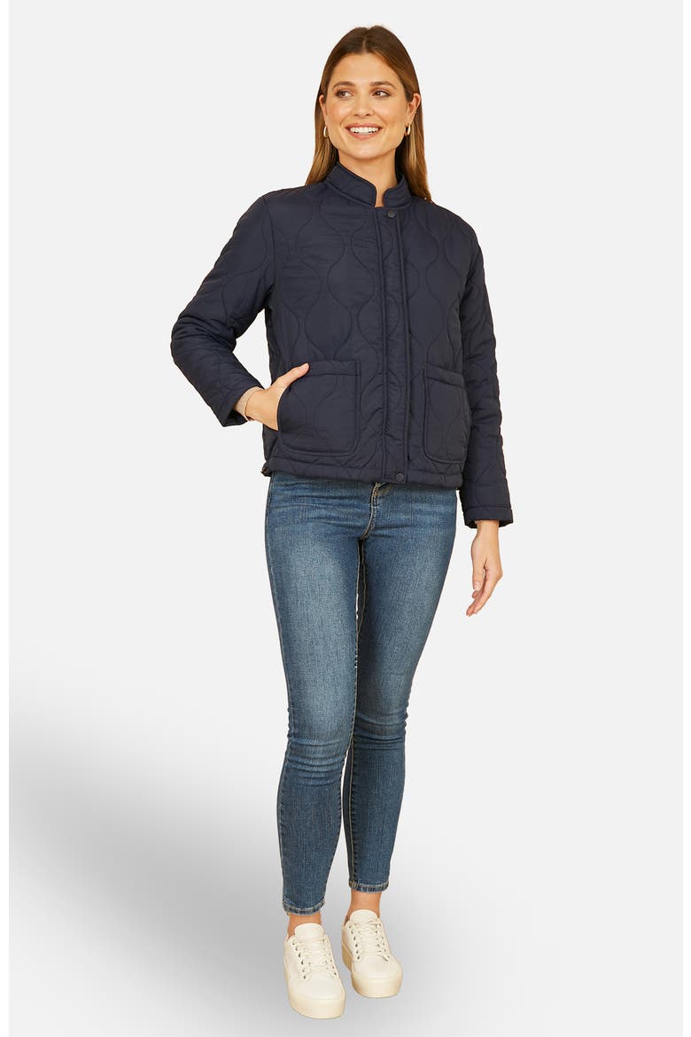 Short Quilted Jacket, Alternate, color, Navy