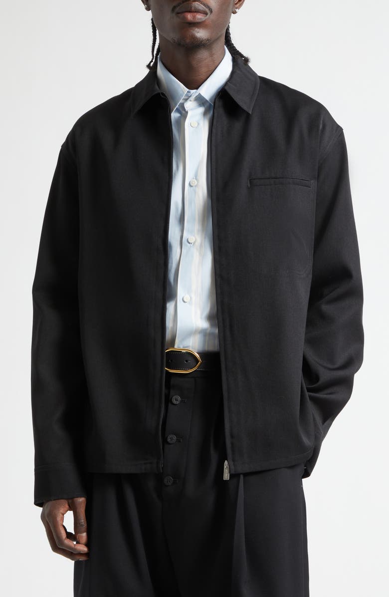 Jacquemus La Chemise Mecano Zip Workwear Shirt, Main, color, Black