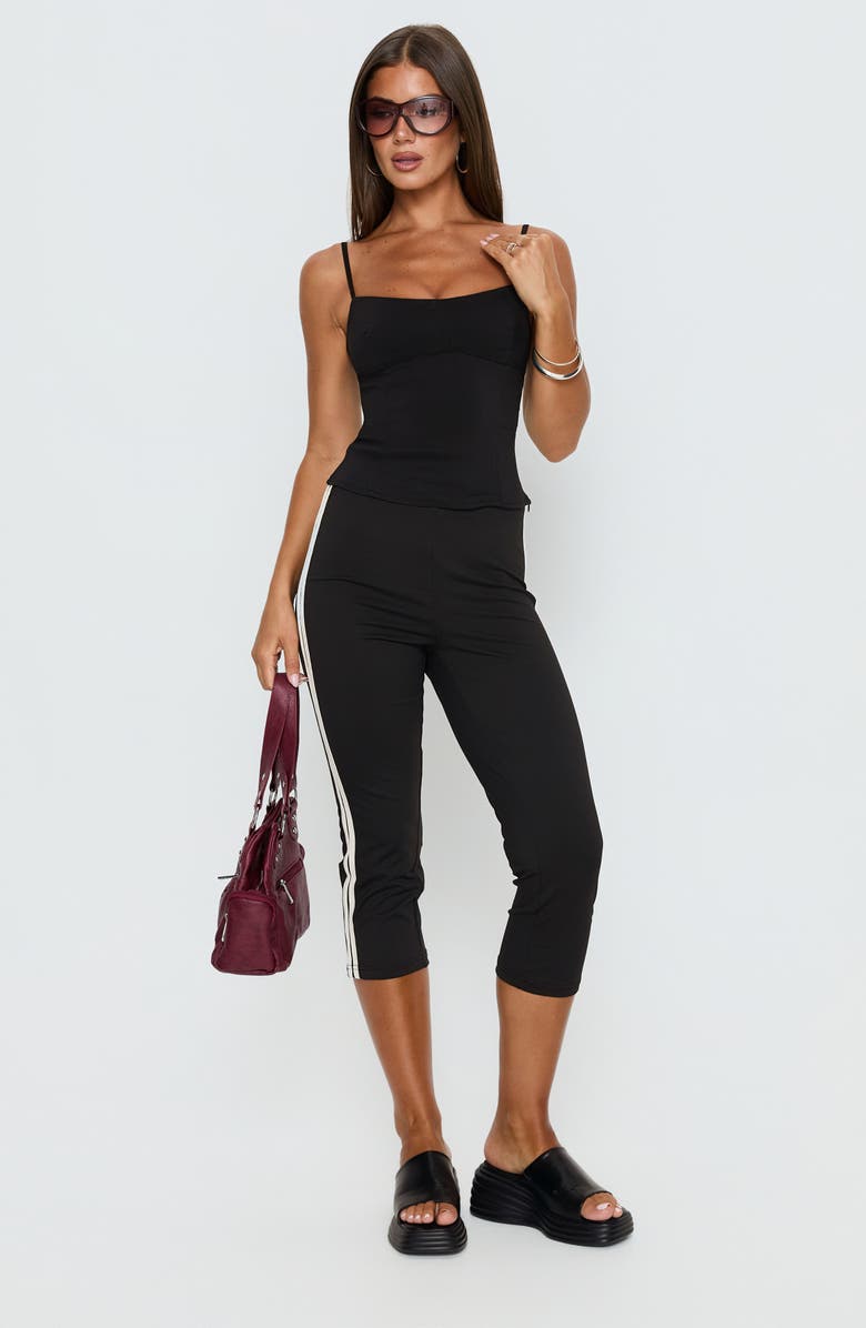 Princess Polly Jobey Stripe Capri Pants, Alternate, color, Black