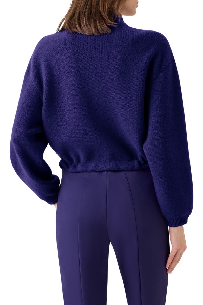 Cashmere Piqué Crop Zip-Up Cardigan, Alternate, color, DARK PURPLE