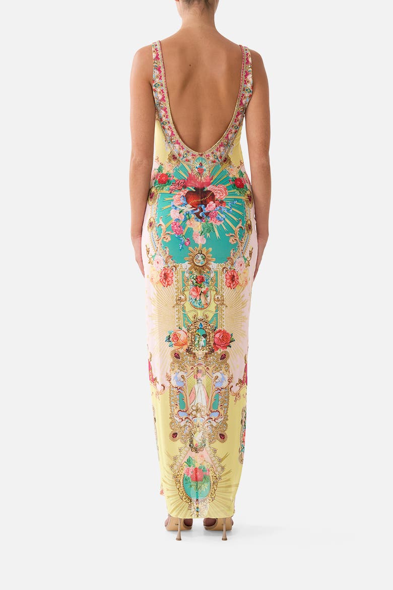 Square Neck Beach Maxi Dress W Low Back, Alternate, color, Painted Prayers