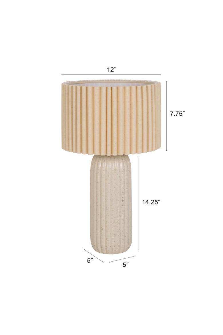 Table Lamp with Ribbed Shade, Alternate, color, White