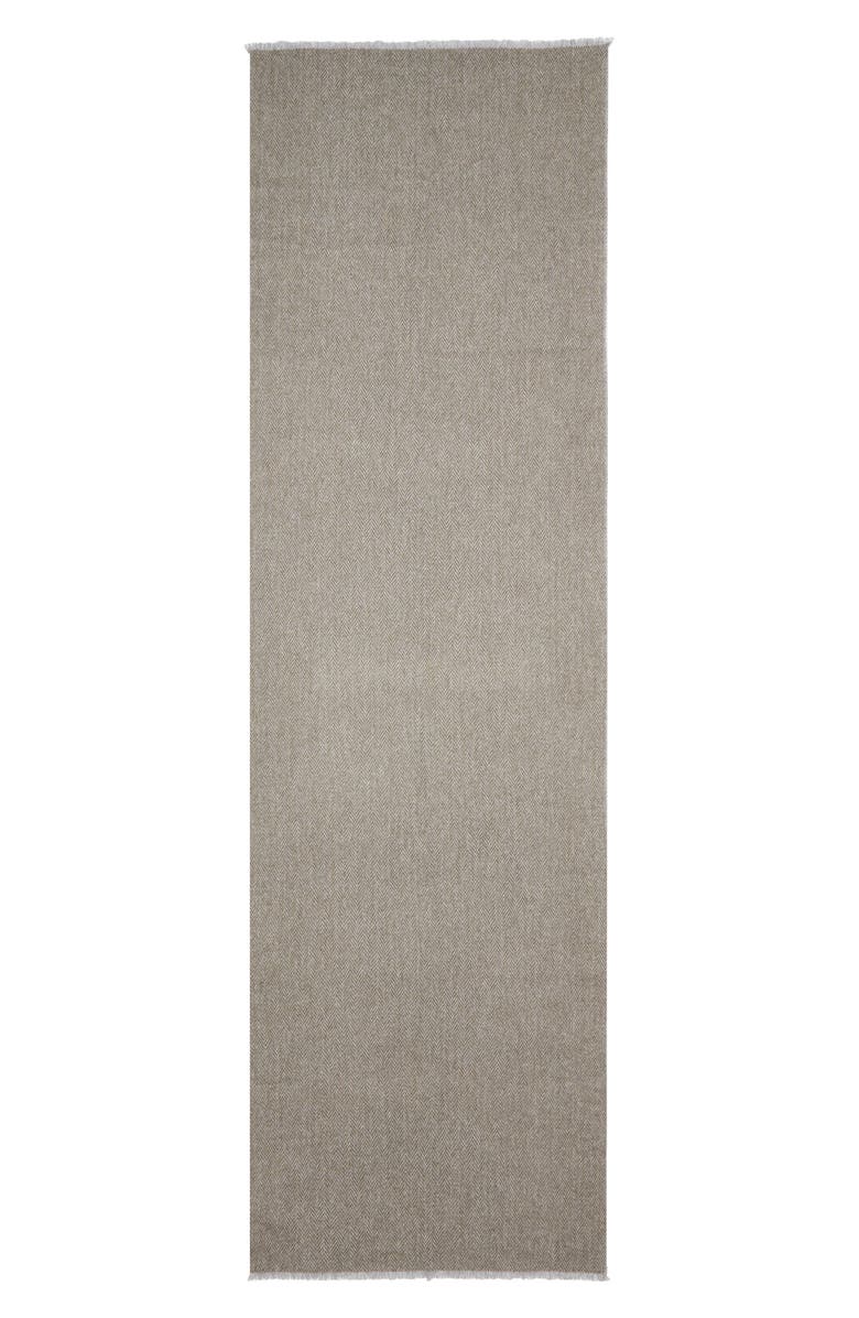 Vince Herringbone Cashmere Fringe Scarf, Alternate, color, Heather Olive