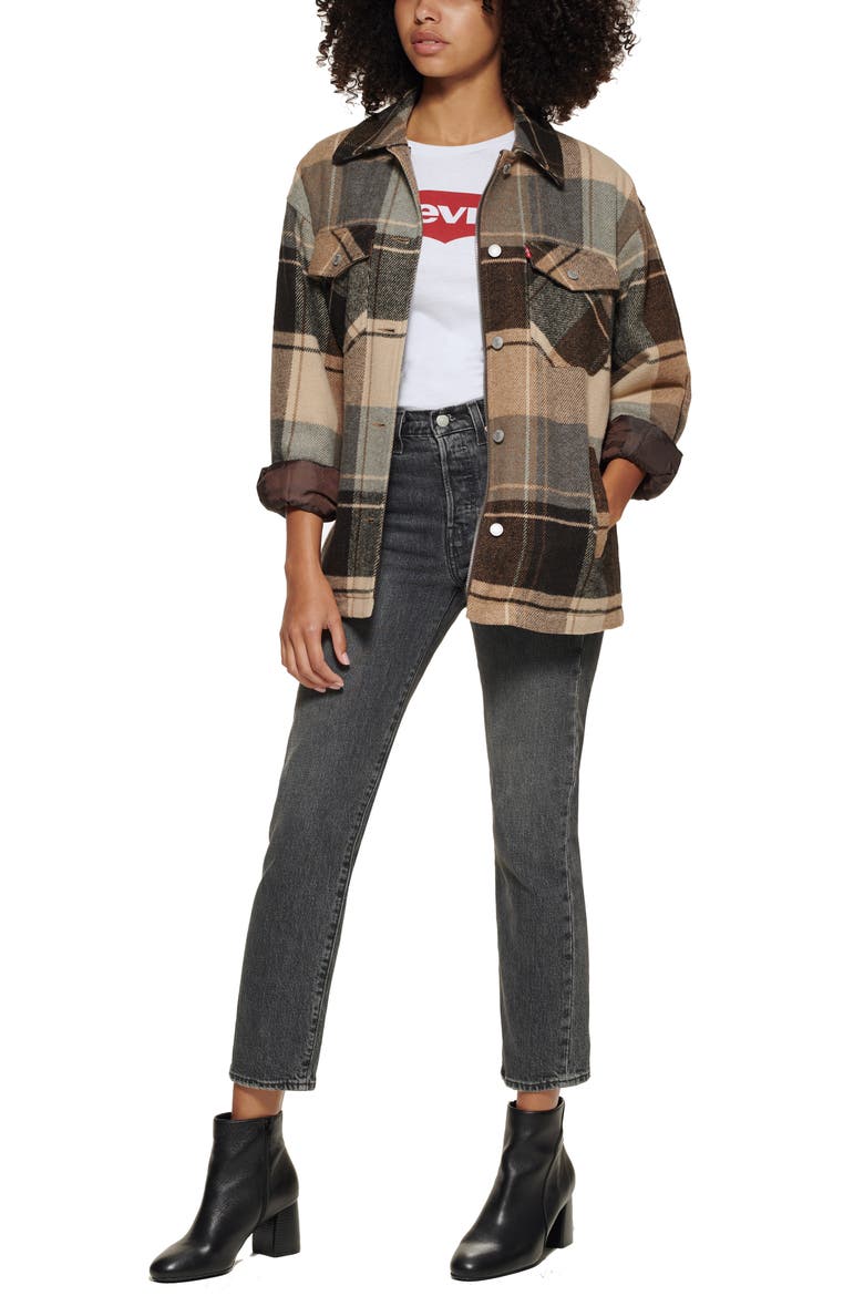 Levi’s® Women's Fashion Shirt Jacket, Alternate, color, BROWN PLAID