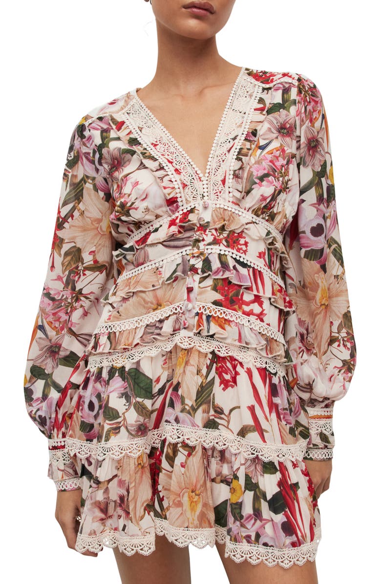 AllSaints Zora Leondra Floral Print Long Sleeve Dress, Alternate, color, 