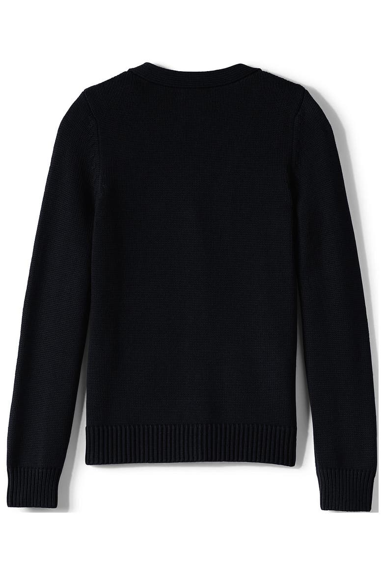 School Uniform Girls Cotton Modal Button Front Cardigan Sweater, Alternate, color, Black