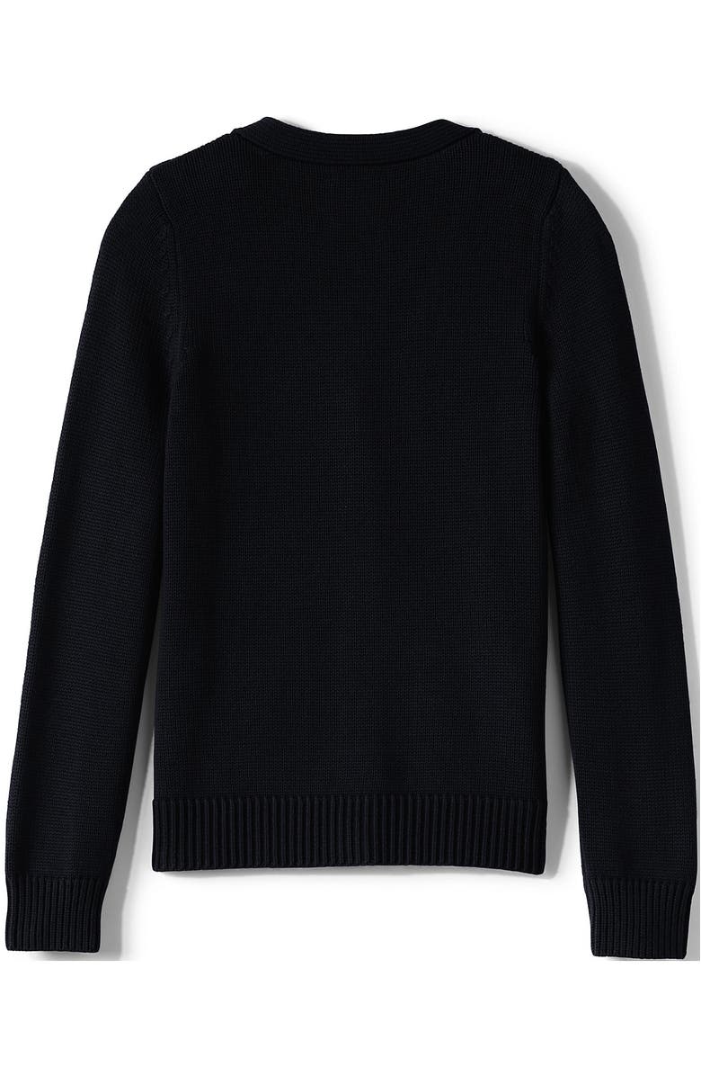 Lands' End School Uniform Girls Cotton Modal Button Front Cardigan Sweater, Alternate, color, Black