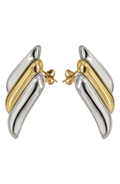 Two-Tone Wing Stud Earrings