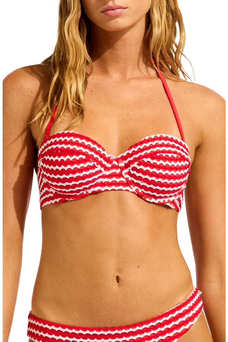 Underwire Bustier Bikini Top, Main, color, CHILLI RED/ WHITE