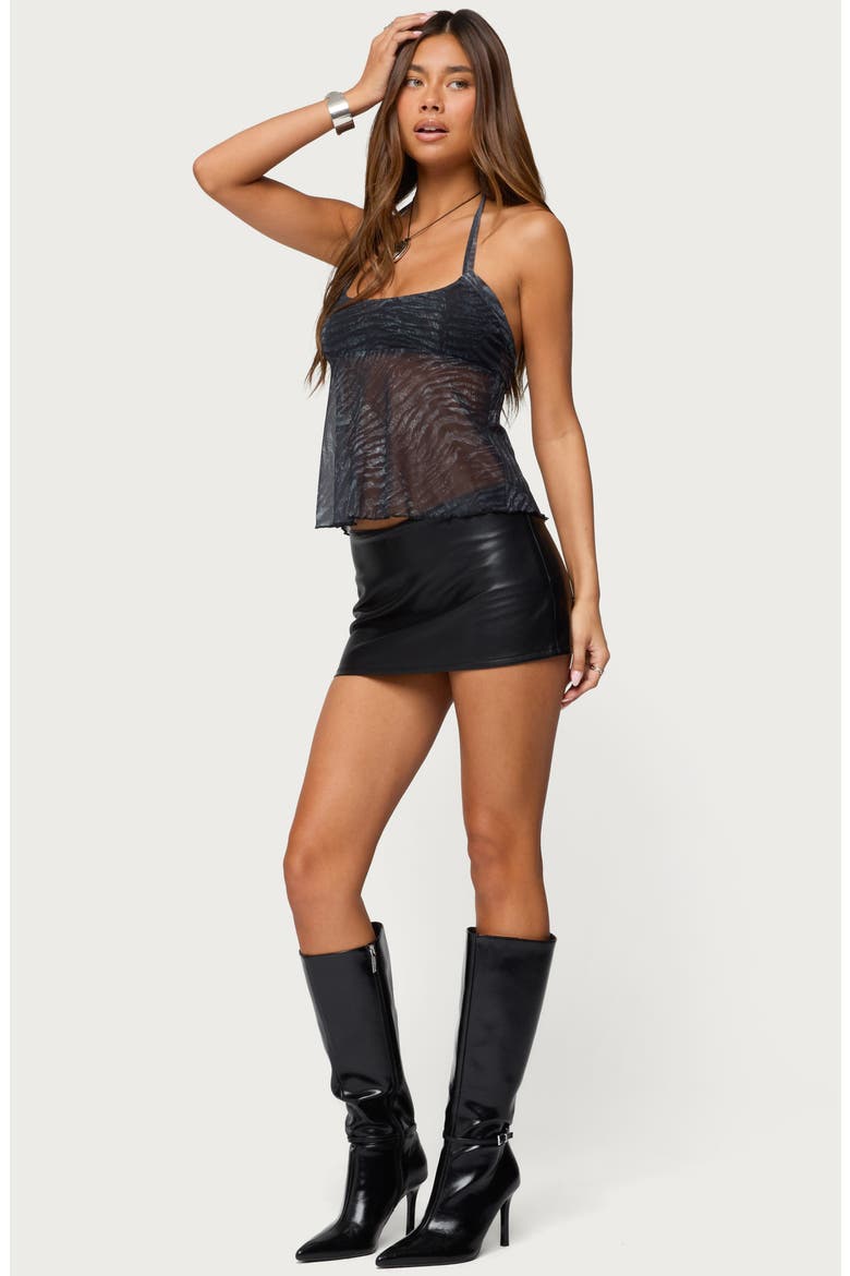 Tiger Print Mesh Halter Top, Alternate, color, DARK-GRAY