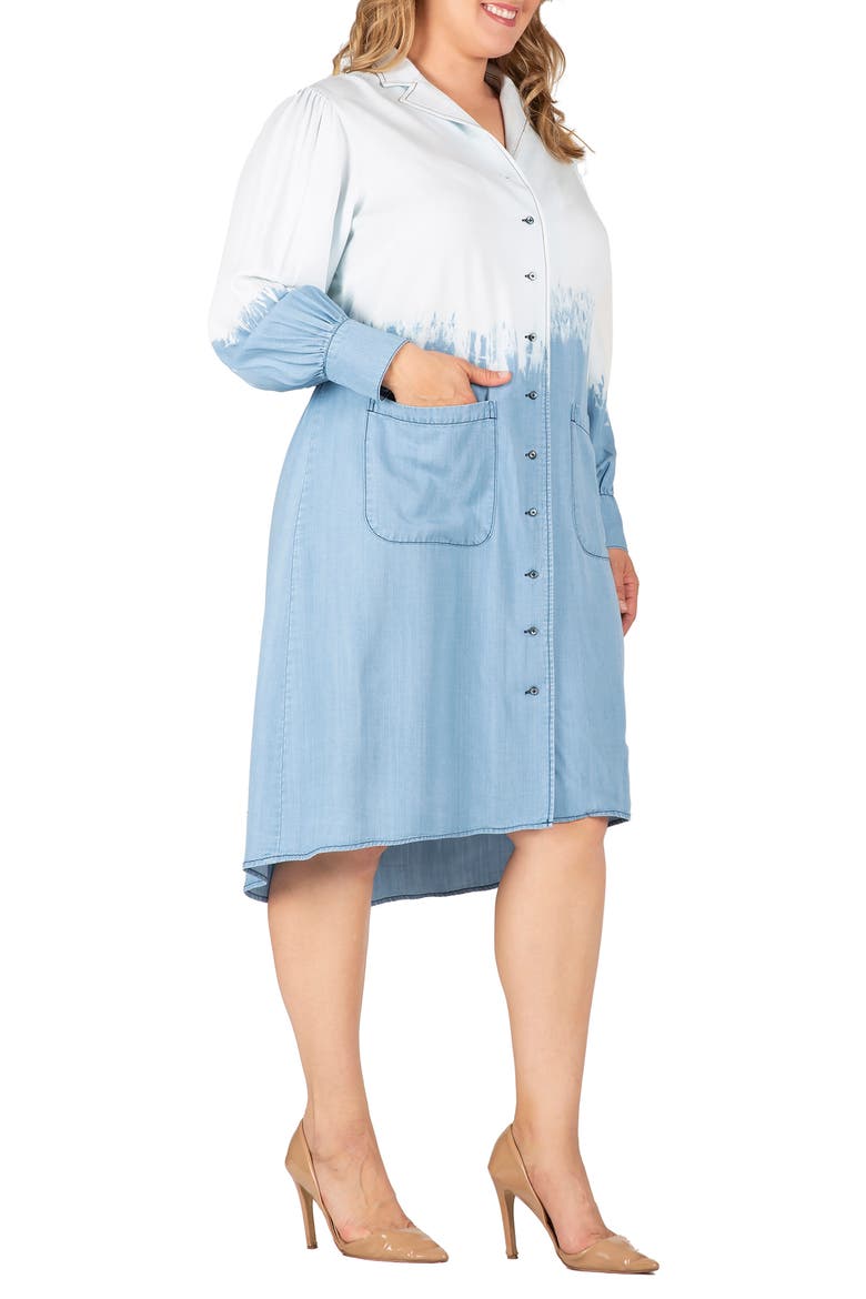 Dip Dye Long Sleeve Shirtdress, Alternate, color, BLUE DIP DYE