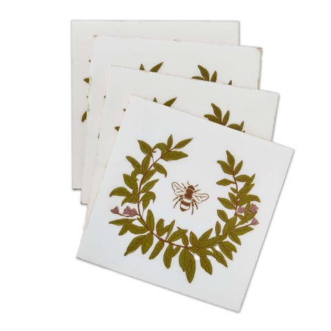 Bee Coaster Set Multicolor Wooden Coasters for Spring Summer