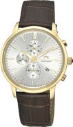PORSAMO BLEU Aura Leather Strap Chronograph Watch, 44mm