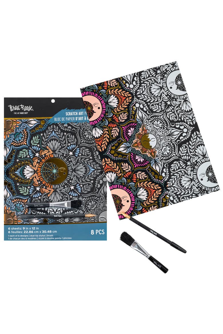 Scratch Art Paper Pad Moon & Sun 6 Designs, Alternate, color, Multicolored