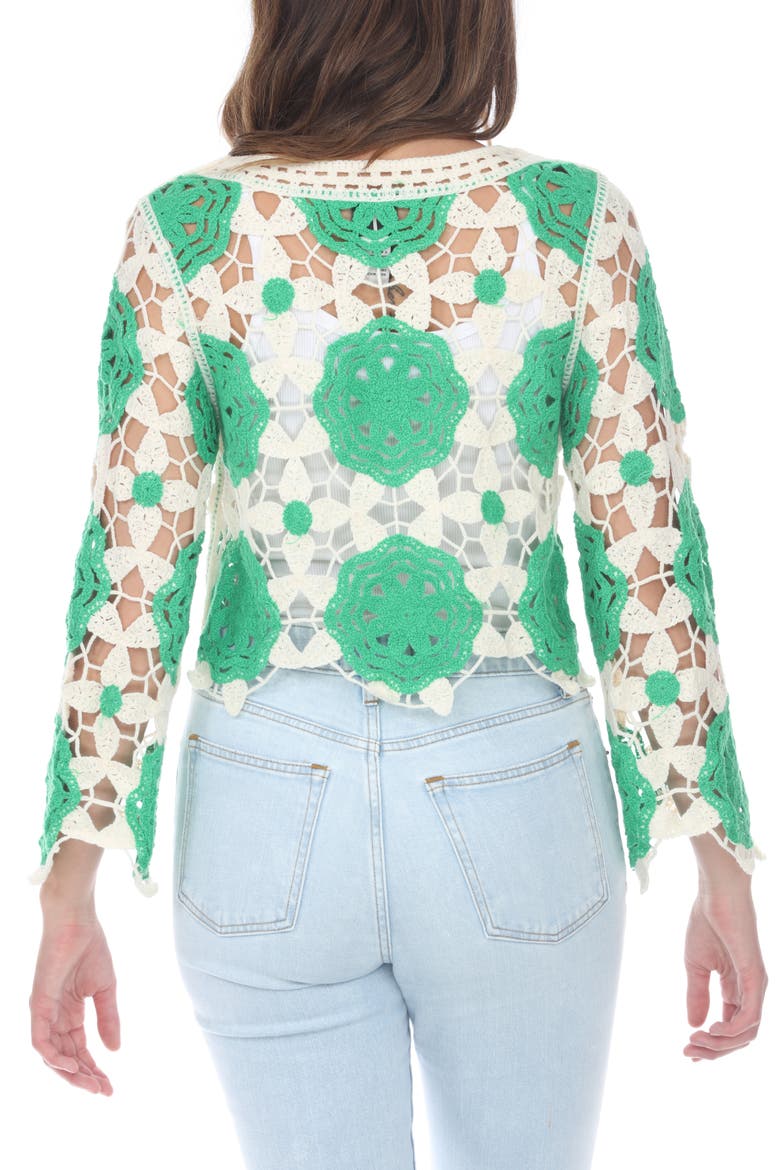 Cutout Openwork Sweater, Alternate, color, GREEN