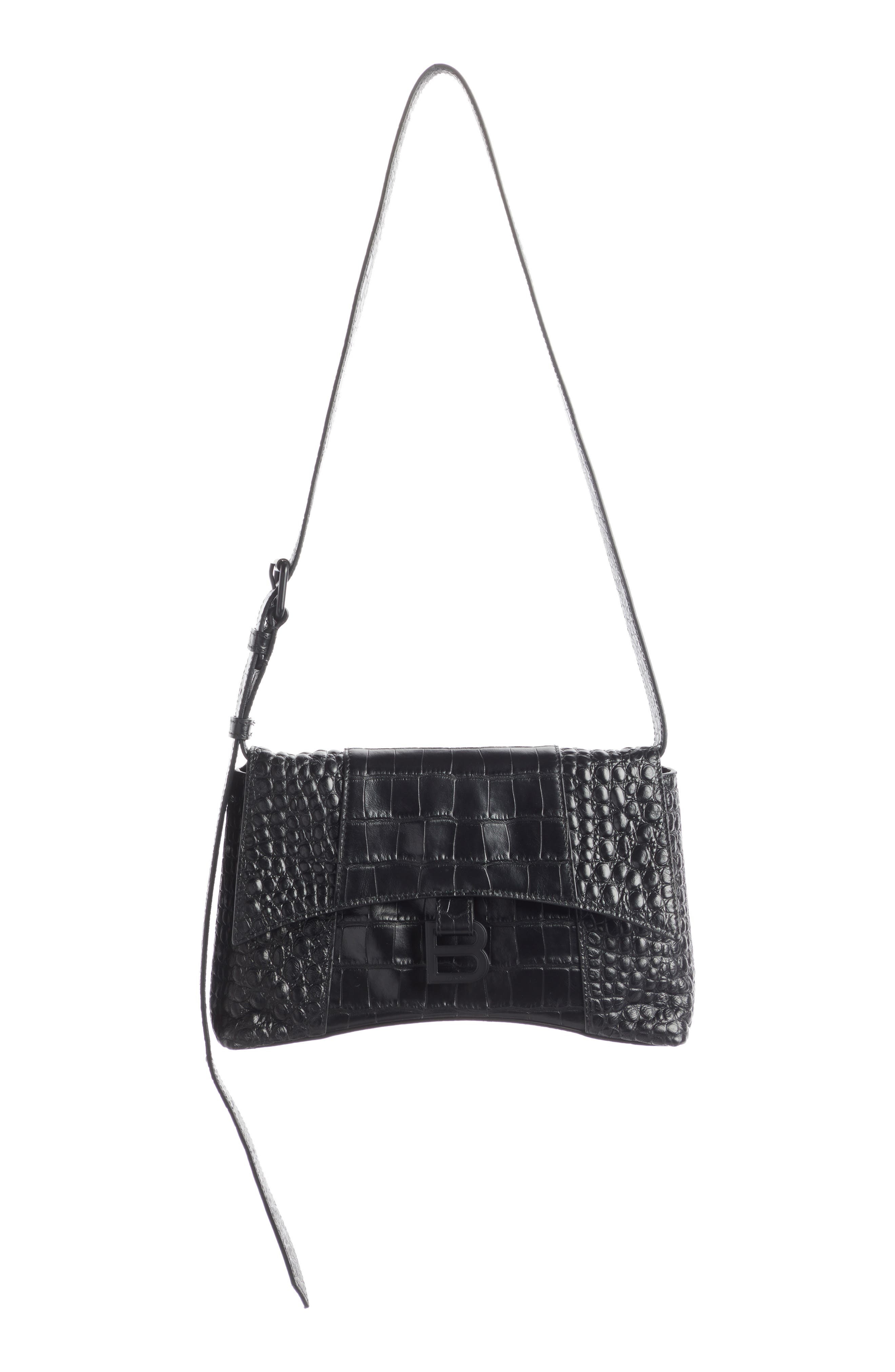 Balenciaga Extra Small Downtown Croc Embossed Leather Shoulder Bag, Main, color, 
