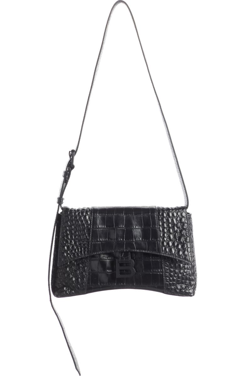 Balenciaga Extra Small Downtown Croc Embossed Leather Shoulder Bag, Main, color,