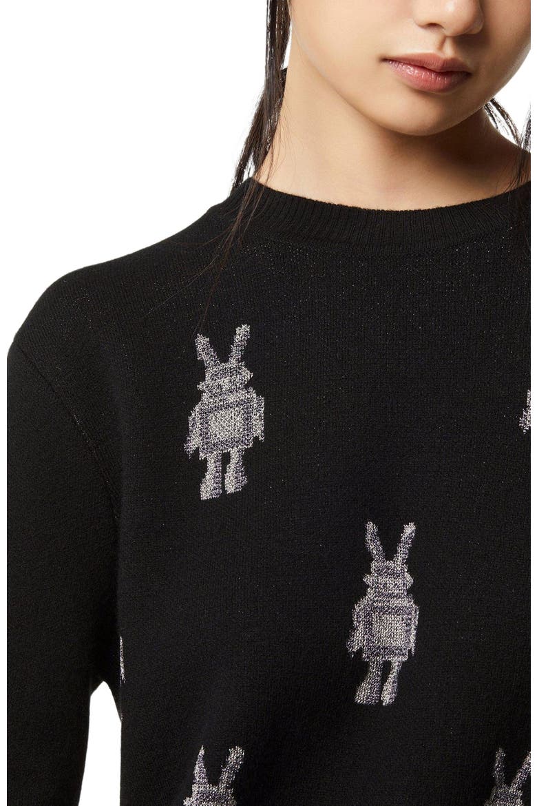 Rabot Sweater in Wool Jacquard, Alternate, color, Black