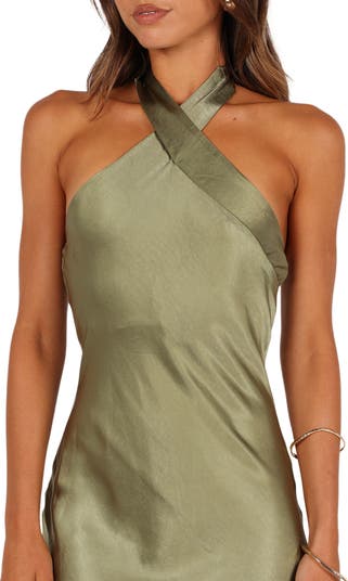 Grasie Stretch Satin Halter Dress
