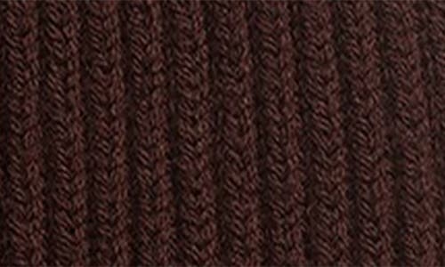 Rag & Bone Blake Logo Patch Wool Blend Rib Beanie In Brown
