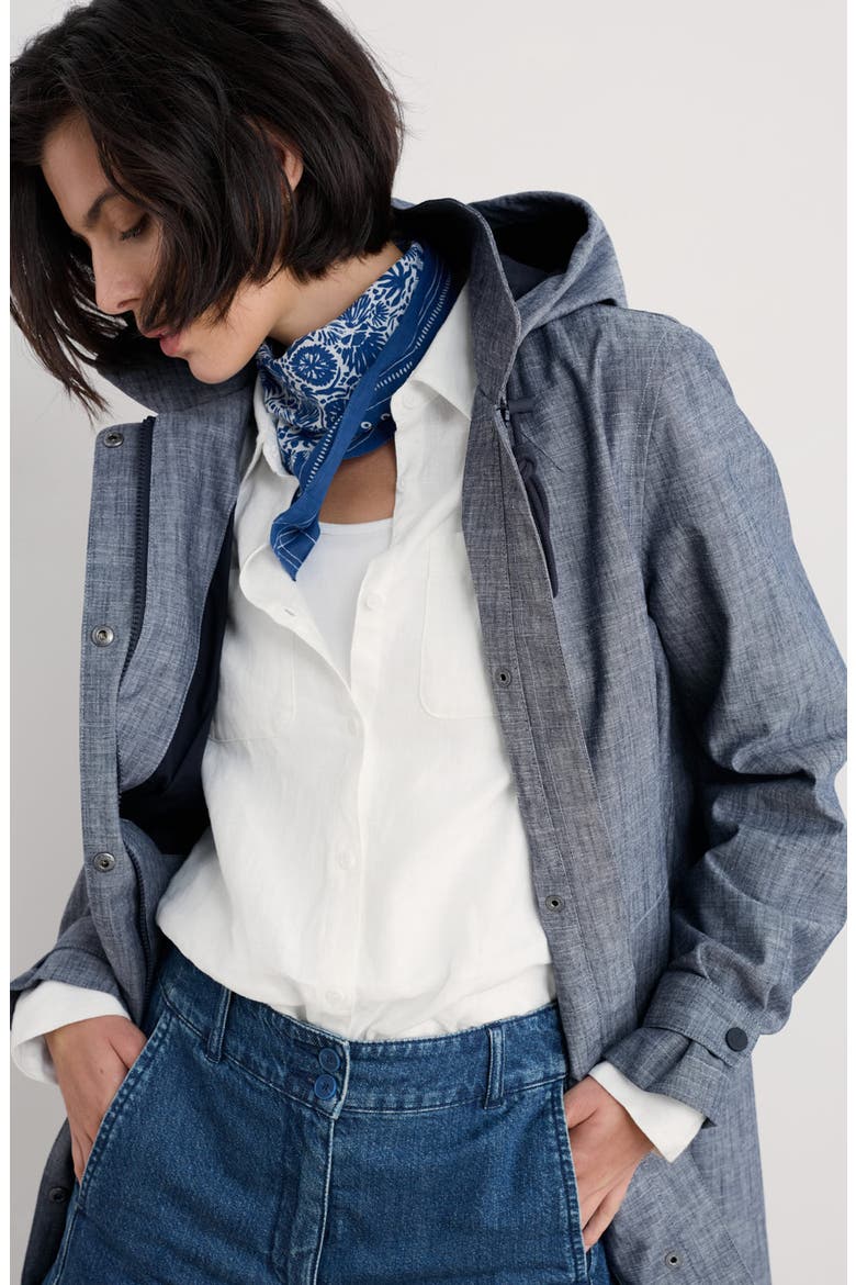 Cloudburst Waterproof Organic Cotton Coat, Alternate, color, LIGHT WASH WAVE